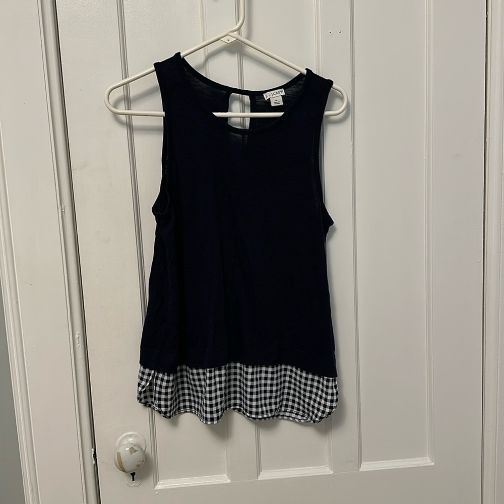 Jcrew navy tank top with gingham detail